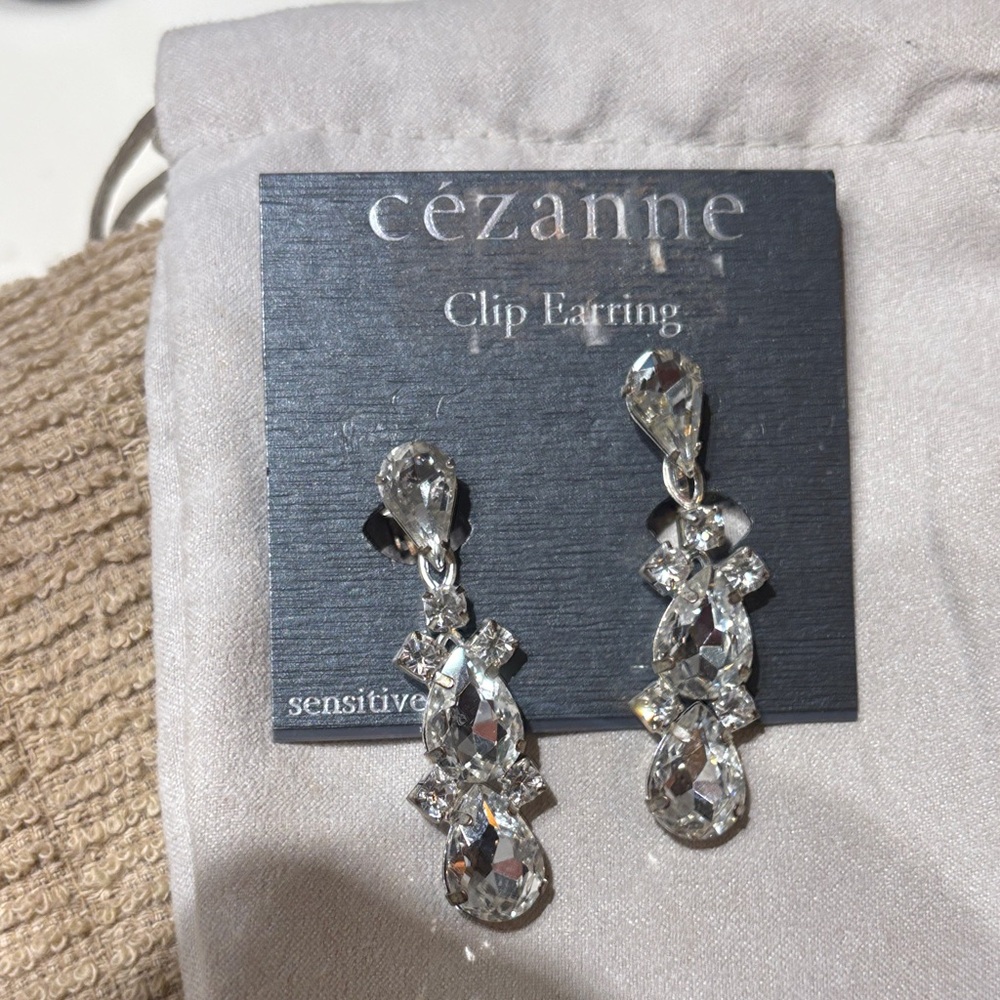 Cezanne Sparkling Silver Drop Earrings